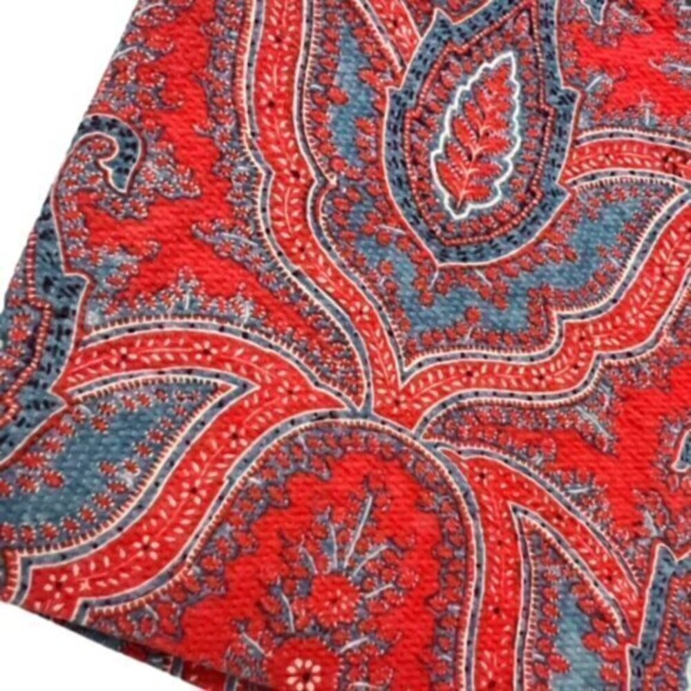 J. Crew No. 2 Pencil Skirt Womens Size 00 Red Blue Paisley STUNNING Preppy Lined - Picture 2 of 14